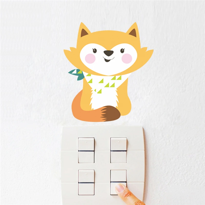 Наклейки на панель переключателя с изображением лисы и льва|Наклейки стену| |