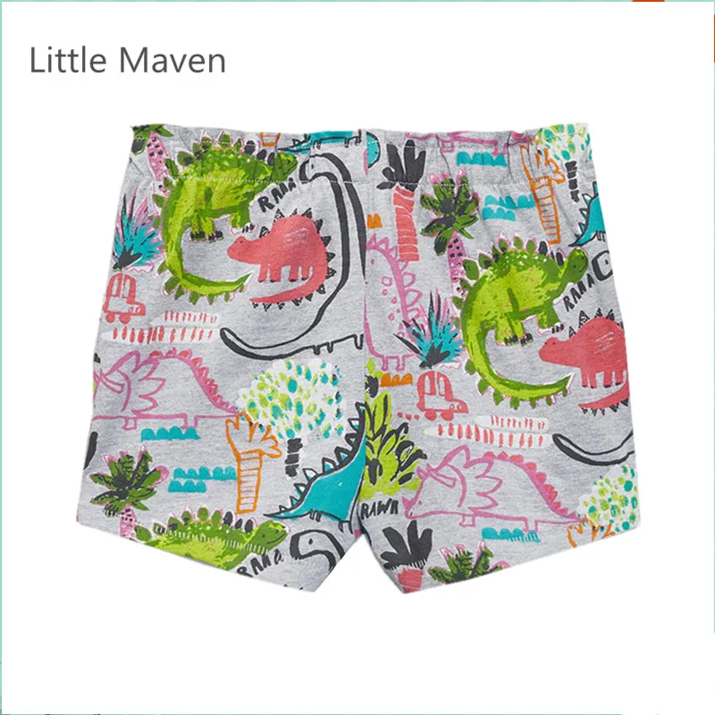 

Little Maven New Summer Brand Children Lovely Cartoon Dinosaur Quality Cotton Knitted Girls Casual Elastic Waist Shorts