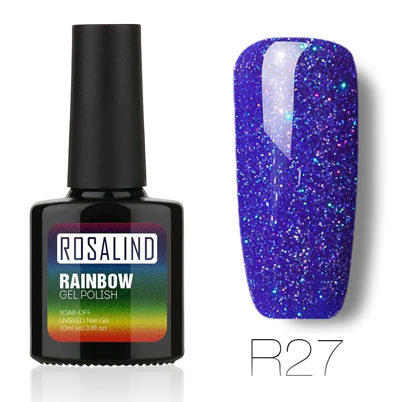 R27 ROSALIND гель 1S P+ черная бутылка 10 мл Радужный мерцающий R01-29 DIY живопись УФ светодиодный Гель-лак для ногтей Дизайн ногтей Полупостоянный - Цвет: R27