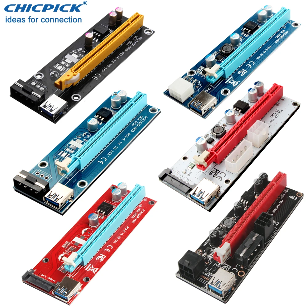 Chicpick USB 3.0 PCIe pci e Riser Card 1X к 16X Кабель графический GPU Extender адаптер SATA 6 pin мощность для