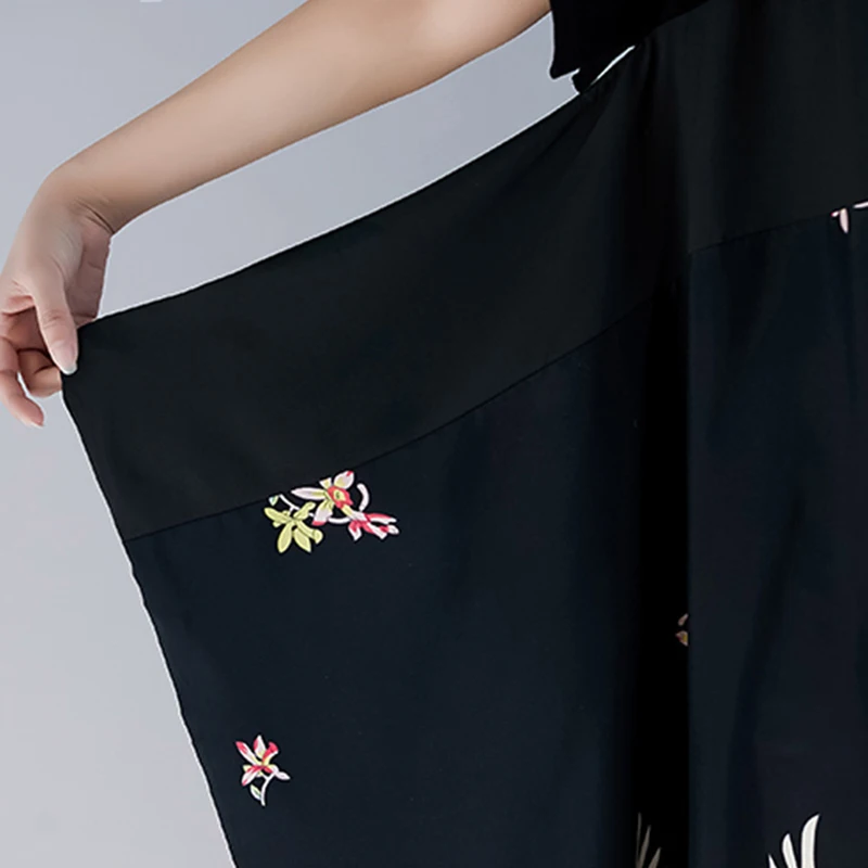 Женское платье макси Elegdream черное повседневное Свободное длинное с коротким