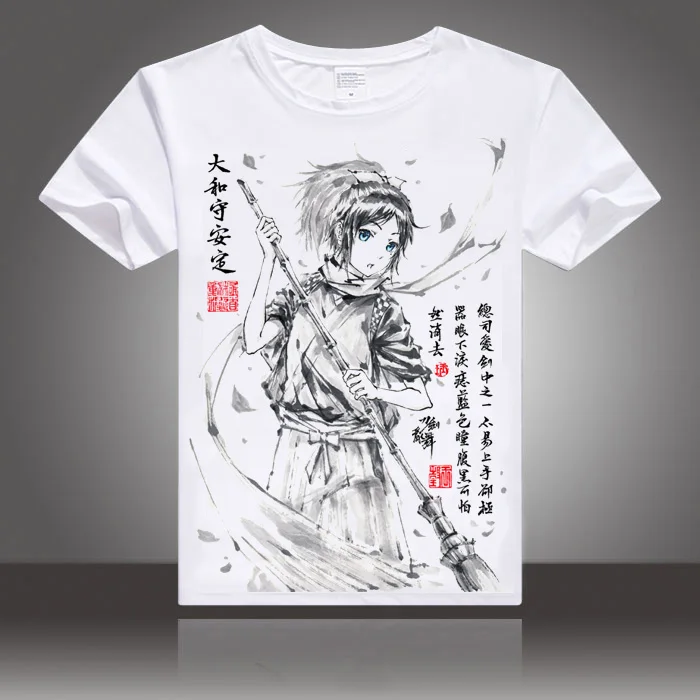 Аниме Touken Ranbu онлайн косплей футболка Izuminokamikanesada Mikazuki Munechika Мужская чернильная