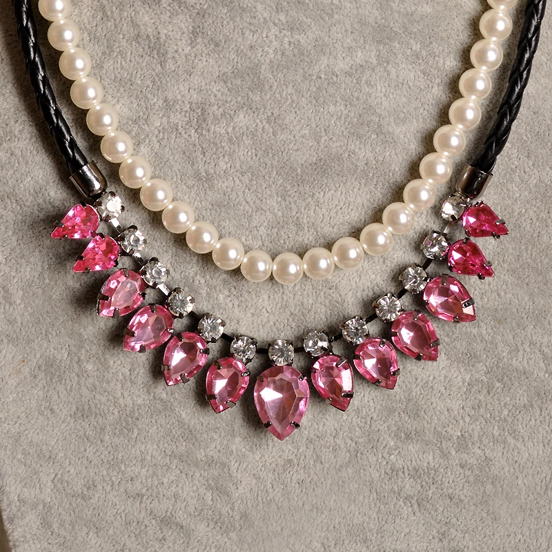 Hot new fashion flowery women's birthday party black chain tassel purple green pink necklace gift free shipping | Украшения и