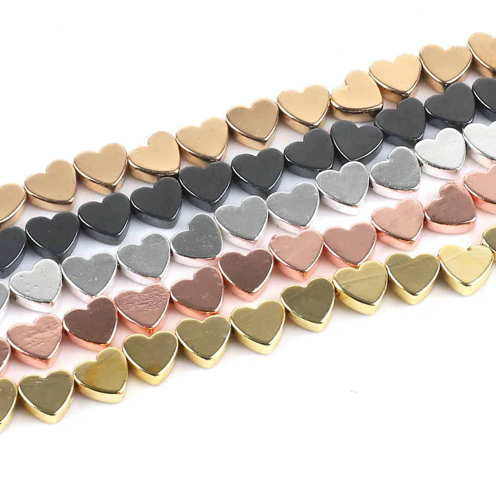 67 шт 6 мм бусины из натурального камня розовое золото в форме сердца гематитовые