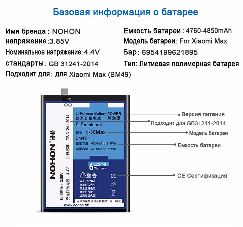 NOHON BM49 BM50 BM3B BM22 BM35 BM36 BN31 BM3E Батарея для Xiaomi mi для девочек от 5 до 8 лет 4C 5S 5X Max mi x 2 Max2 mi x2 mi 5 mi 8 Замена Батарея