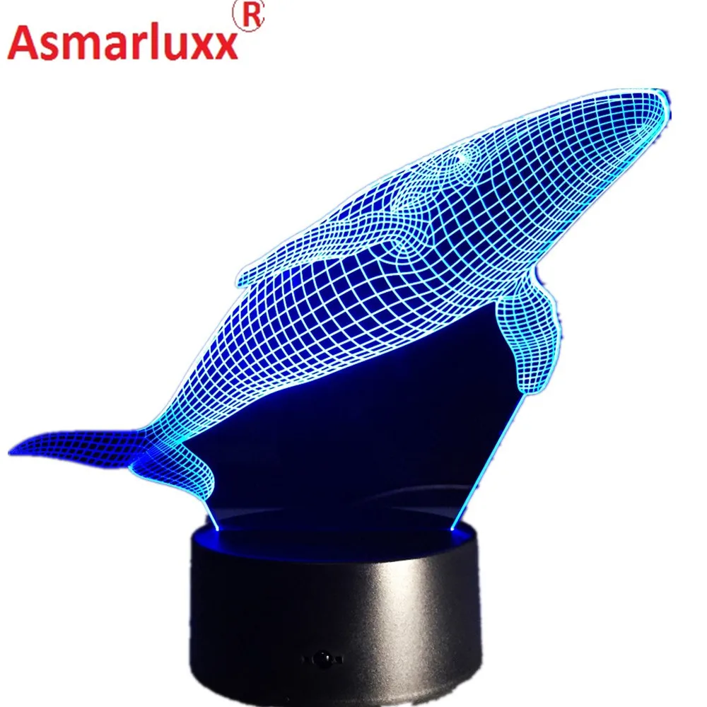 Кашалот 3D светодиодный светильник Новинка Usb ночной Светильник лампе деко