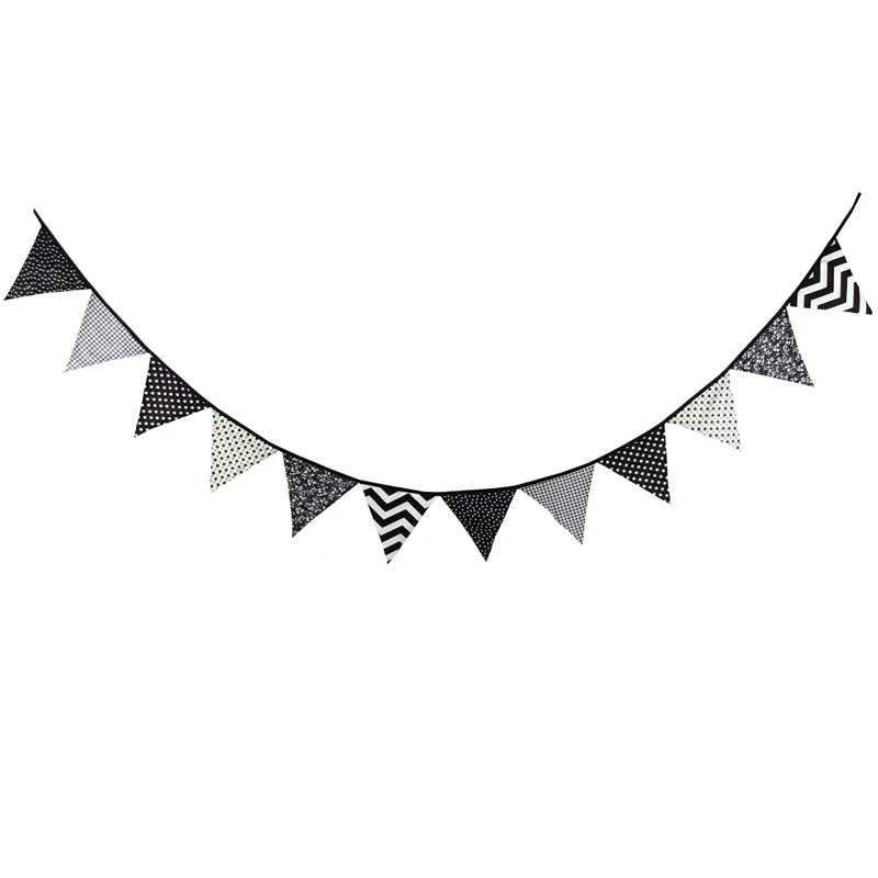 3 2 м черно-белая волнистая линия Баннер Вымпел гирлянды из флажков детский день