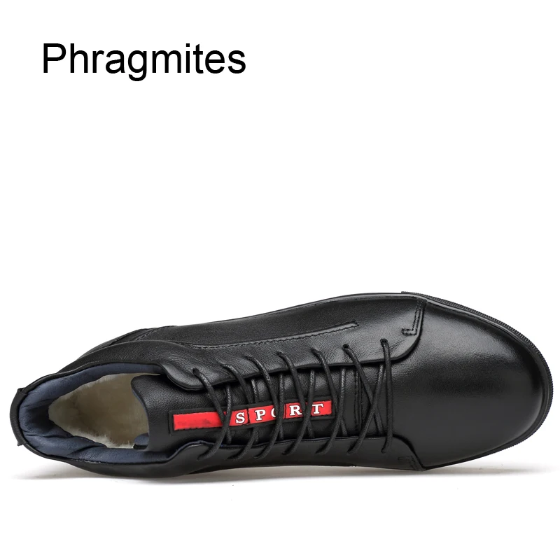 Мужские зимние кроссовки из коровьей кожи черные|Ботинки| |