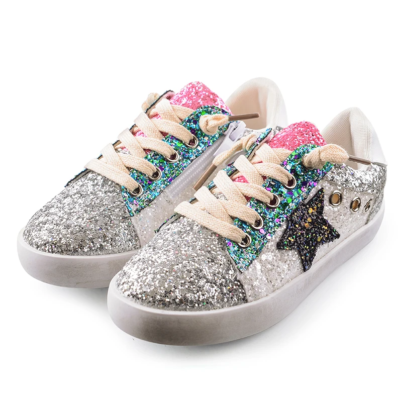KIDS 2018 Toddler Baby Glittler Shoe Girl Star White Sneaker Boy Sport Kid Child Causal Trainer Sequin Flat 3 color | Детская одежда и