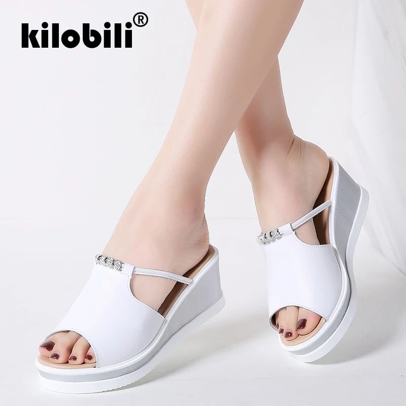 Kilobili/2019 женские Вьетнамки Босоножки на платформе босоножки высоком каблуке с