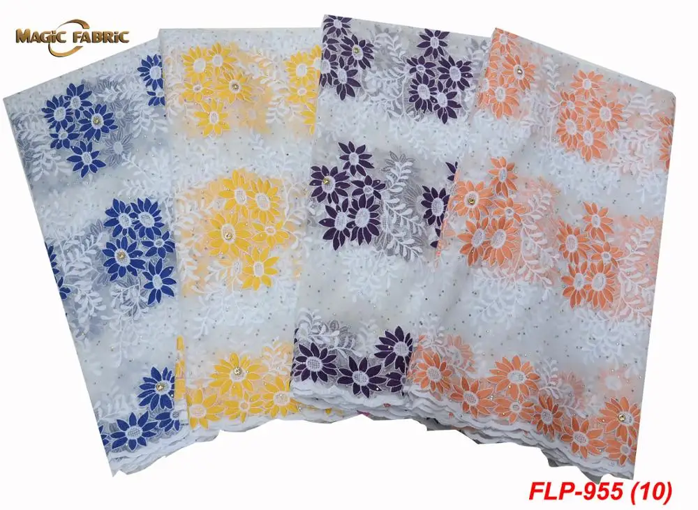 

Newest African Tulle Lace Fabrics With Stones Embroidery Net Lace African French Lace High Quality FLP-955