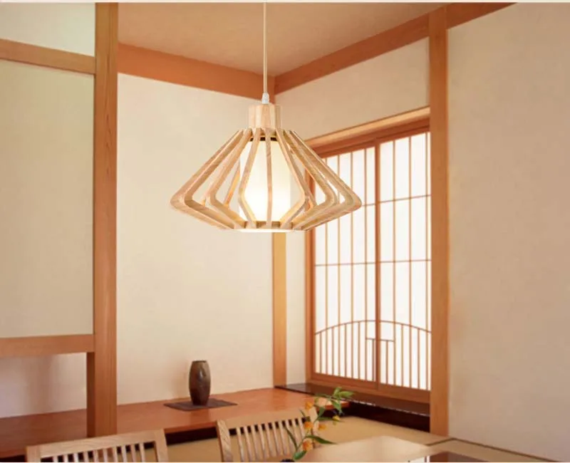 Деревянные подвесные потолочные светильники BOKT лаконичные в скандинавском и