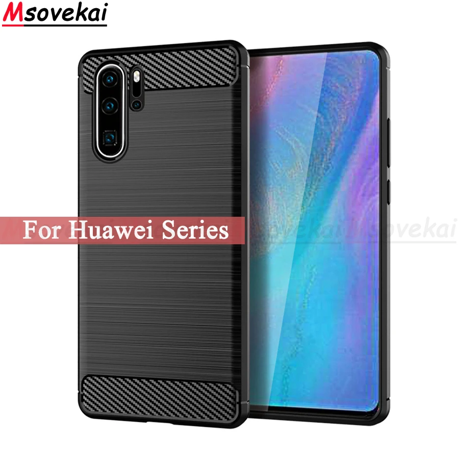 Карбоновый чехол для Huawei P30 P20 Pro Lite Nova 4e 3e силиконовый бампер Мягкий защитный из