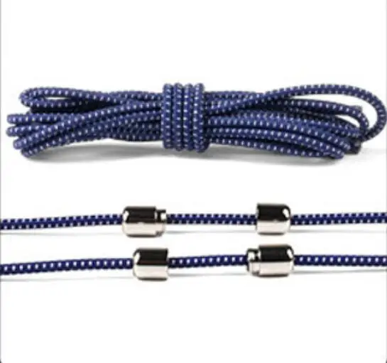 Dark blue 2 шт ленивые шнурки эластичные круглые без шнурков шнурки для обуви Быстрая блокировка пряжки шнурки для детей и взрослых кроссовки для мужчин и женщин 100 см можно отрезать - Цвет: Dark blue