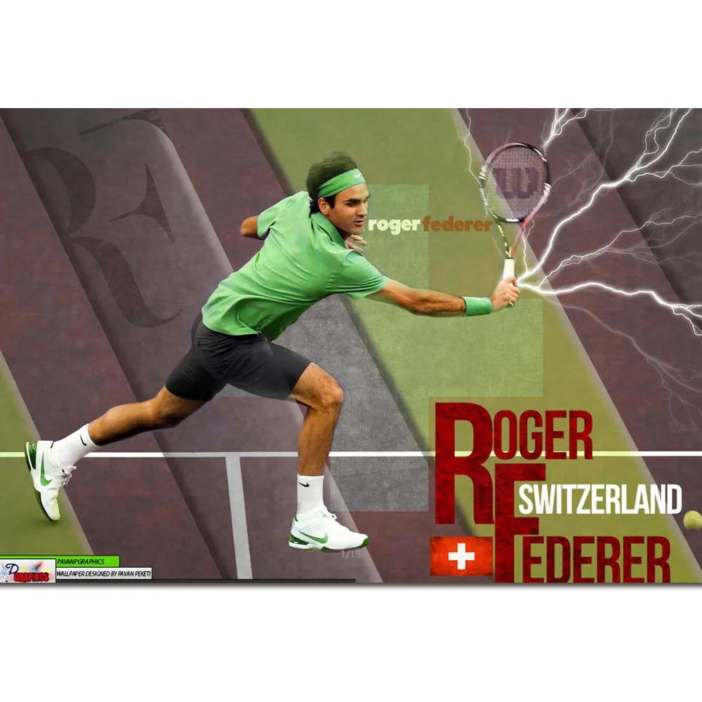 Roger Federer Art Silk Fabric Wall Poster Print Tennis Players Sport Star Pictures 20x30 24x36 inches | Дом и сад