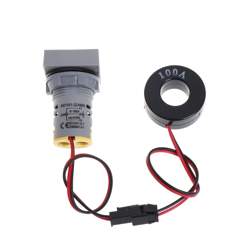

22MM 0-100A Digital Ammeter Current Meter Indicator Led Lamp Square Signal Light