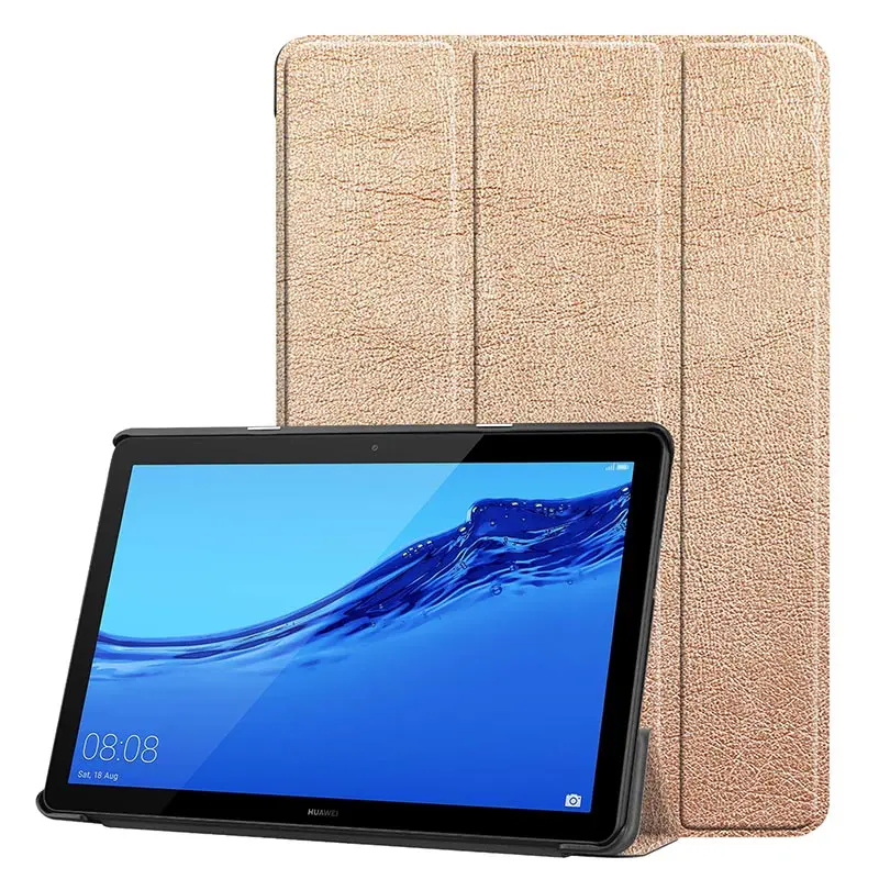 Кожаный чехол для huawei Mediapad T5 10," Умный Магнитный складной чехол-подставка для huawei Mediapad T5 10 чехол AGS2-W09/L09/L03/W19 - Цвет: gold