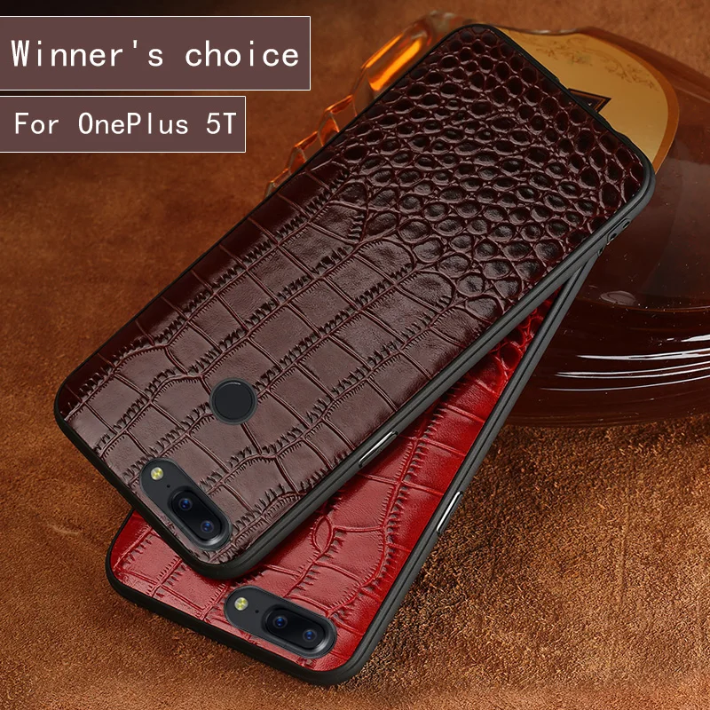 

Genuine Leather Brand crocodile pattern soft case for OnePlus 5T phone shell 360-degree all-inclusive For OnePlus 5 phone case