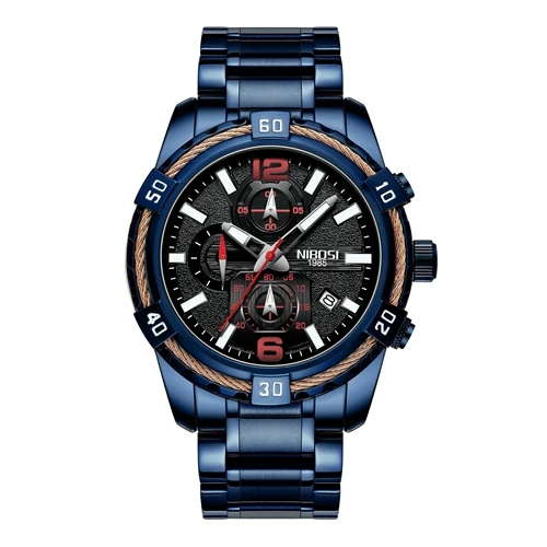 NIBOSI Mens Watches Top Brand Luxury Men's Military Quartz Sport Watch Men Big Dial Waterproof Date Clock Relogio Masculino - Цвет: A