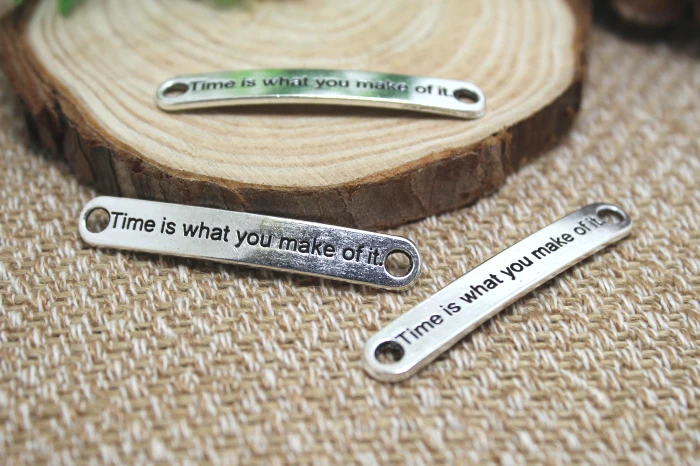 

15 шт античное серебро время-это то, что вы делаете из этого бара Шарм для браслетов 7x44мм