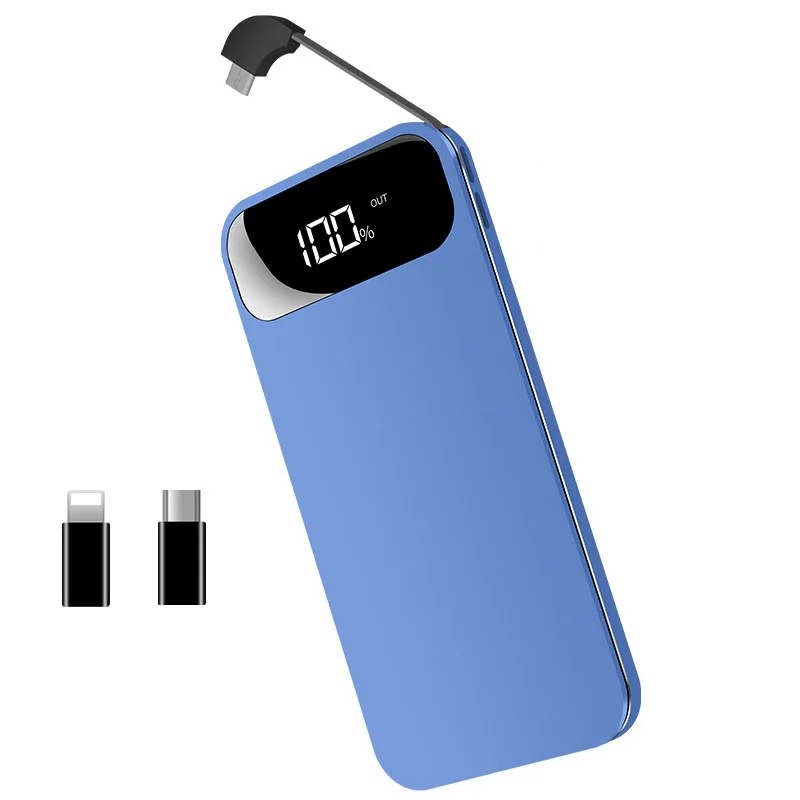 UVR for Iphone Samsung Charger Power Bank Ultra-thin Dual Usb LCD Digital Display 10000mAh Fast Charge with Charging Cable | Мобильные