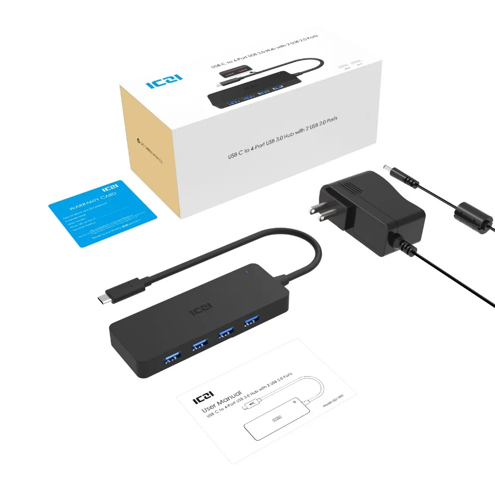 ICZI 6 в 1 USB C концентратор типа C до 4 порта USB 3,0+ 2 порта USB 2,0+ DC адаптер для Macbook Pro Dell XPS 13 ноутбук