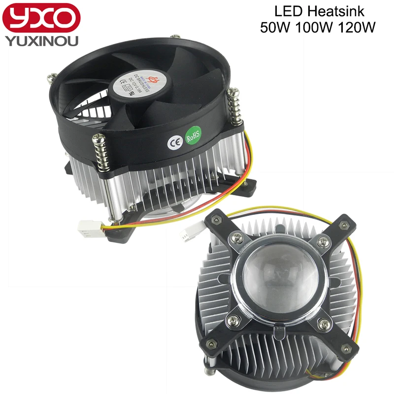 

1pcs Hot 20W 30W 50w 100w high power led heatsink led DC 12V led cooling fan led high power bulb radiator with lens