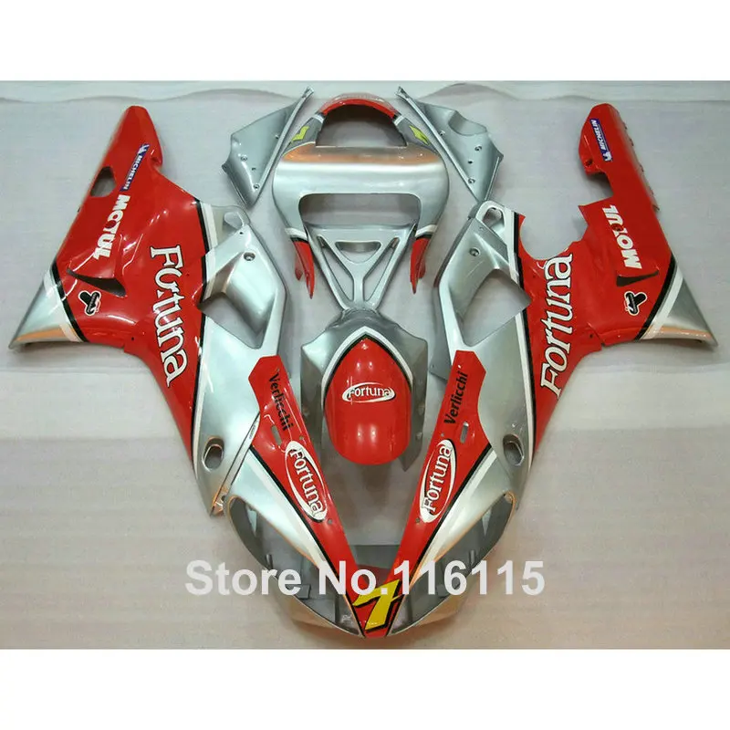 

New ABS Fairing kit fit for YAMAHA YZF R1 2000 2001 silver red Fortuna R1 00 01 plastic fairings set full injection 1470
