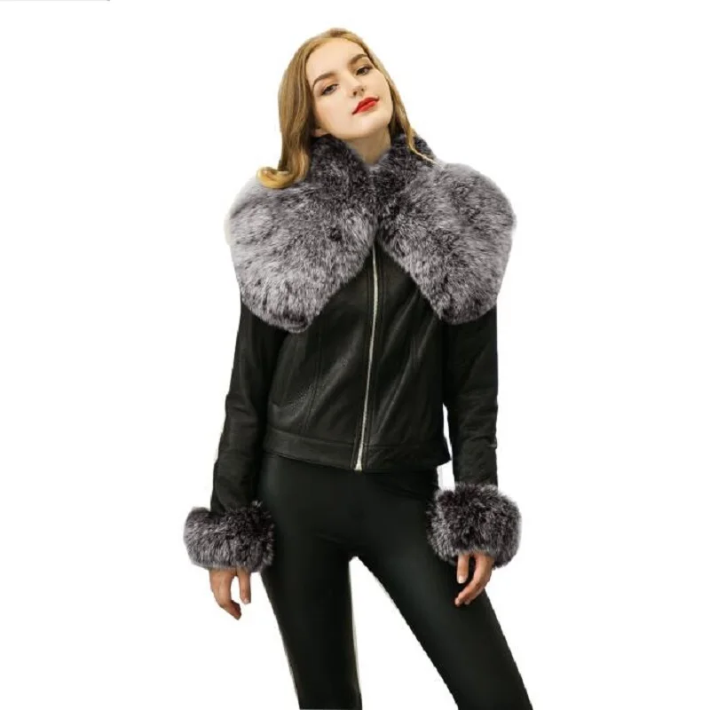 2017 Искусственный мех пальто Для женщин короткие большой меховой воротник теплый