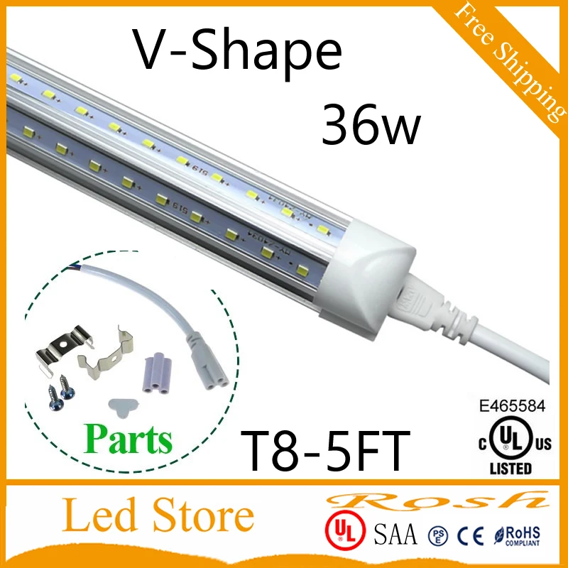 V образная Светодиодная трубка T8 5 футов 1 м 36 Вт 3600lm SMD2835 интегрированная