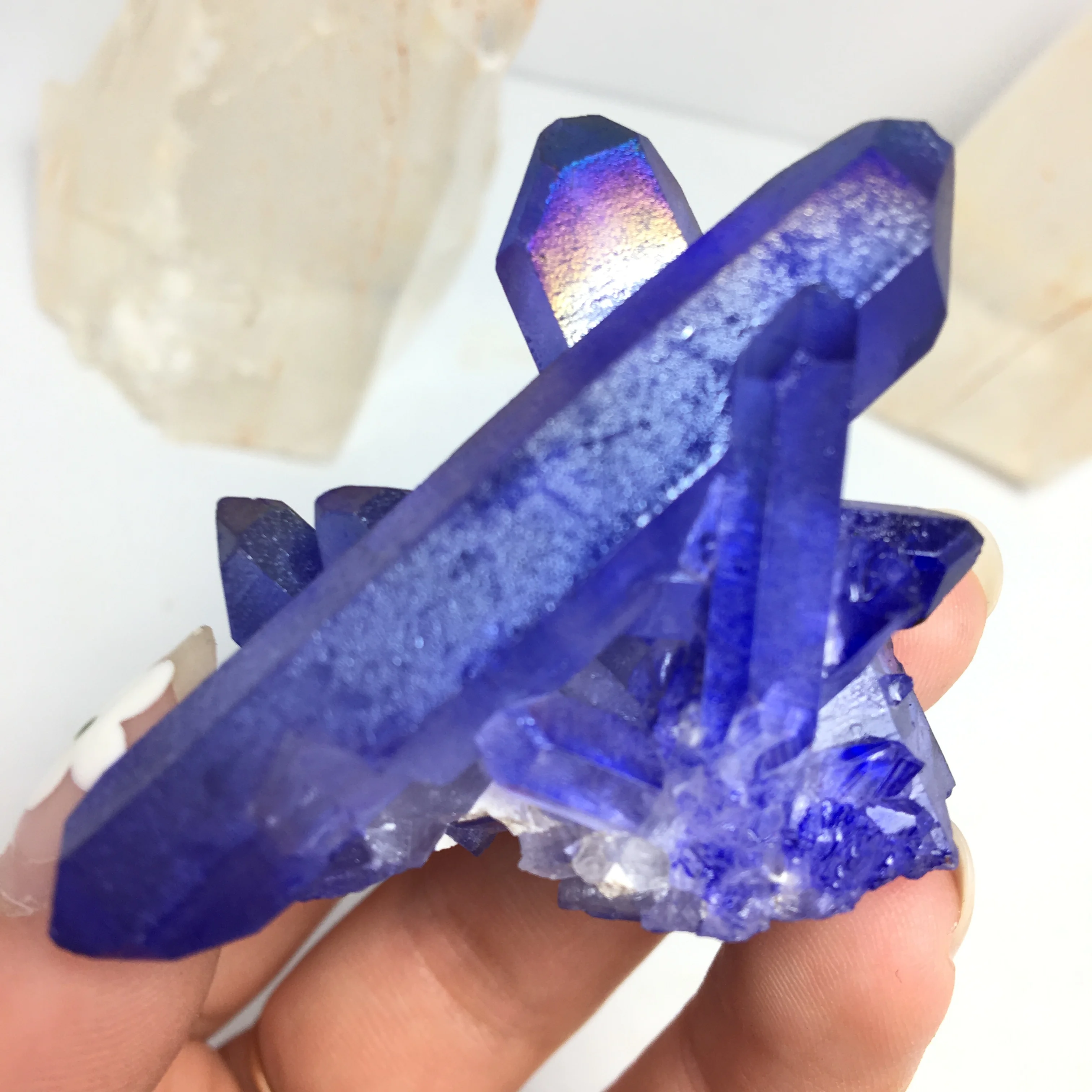 Аура кварцевый кристалл кластер Ангел натуральный Druzy Geode образцы минералов для