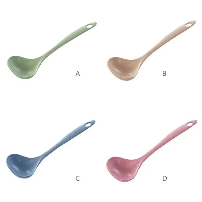 

1pc Wheat straw soup spoon long handle porridge spoon Tableware Meal Dinner Spoon kitchen supplies