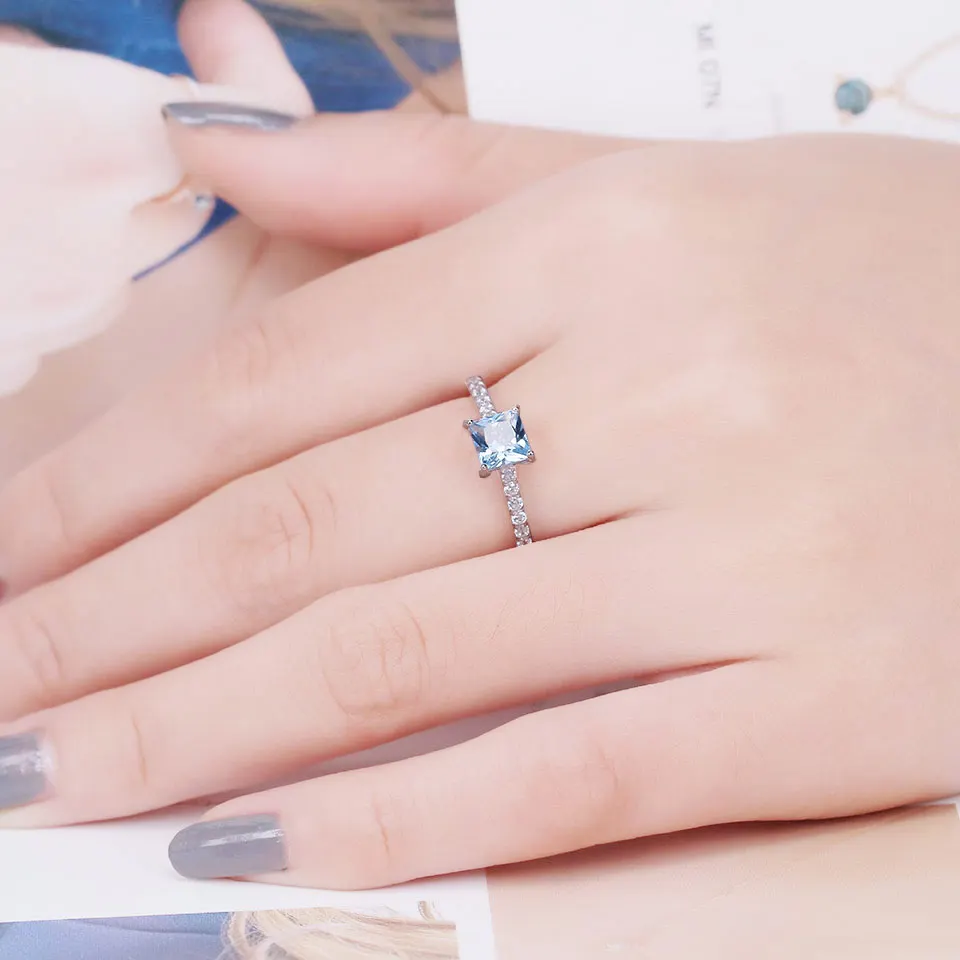 Женское кольцо из серебра 925 пробы с голубым топазом|ring 925|ring forrings for women |