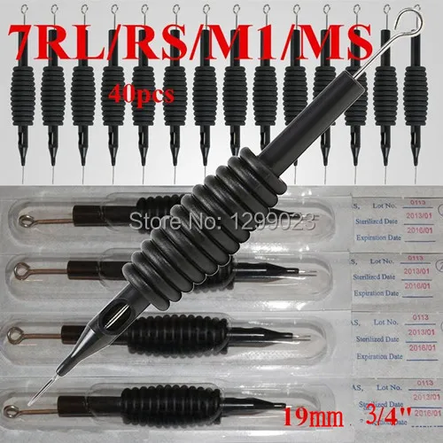 40 шт (19 мм) 7RL/RS/M1/RM одноразовая рукоятка для татуировки трубки и подходящие иглы