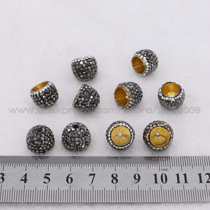 Оптовая продажа 30 шт. бахрома шапочки бусины круглой формы ПАВЕ черные cz