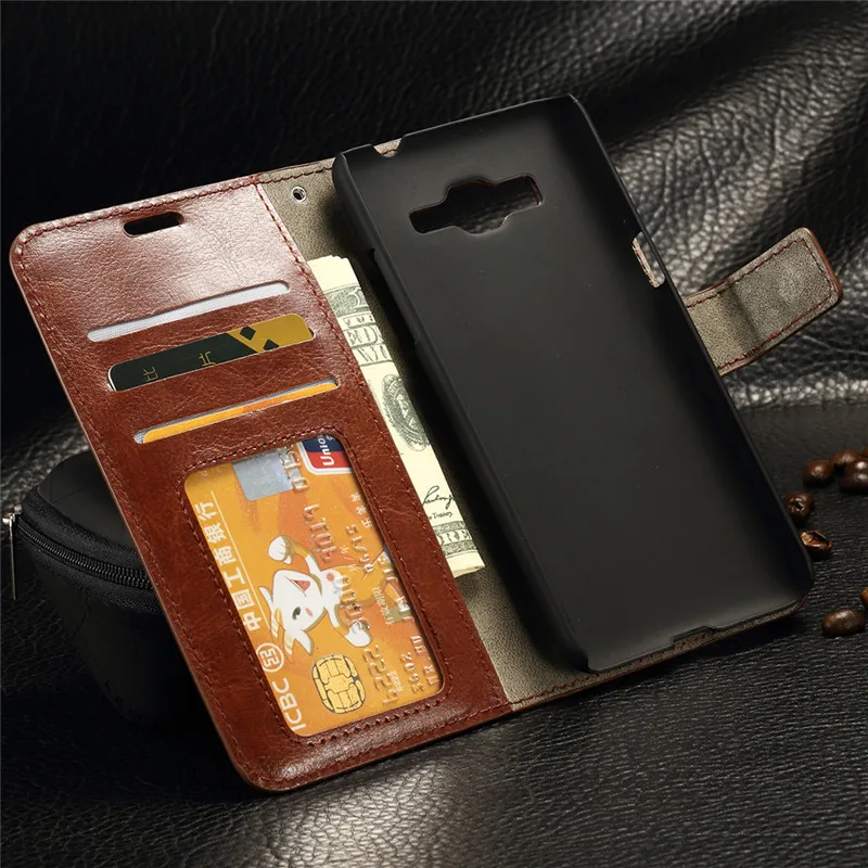 Роскошные Crazy Horse Pu кожаный Бумажник Чехлы Для Samsung Galaxy гранд Премьер-g530h G531H Стенд