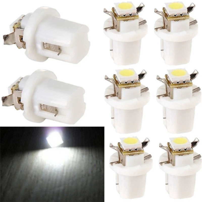KEYECU 10 шт. Белый T5 B8.5D 5050 1SMD автомобильная светодиодная приборная панель световой