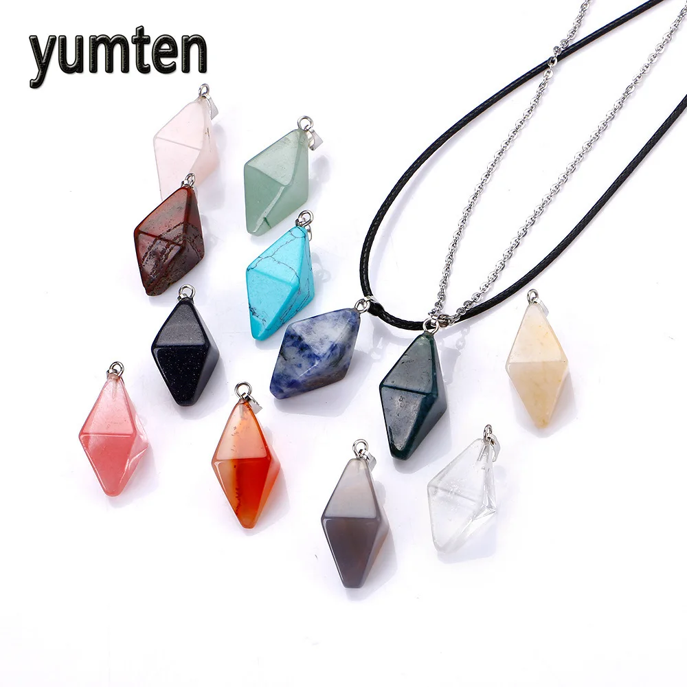 Кулоны с натуральным кристаллом Yumten ювелирные изделия серебряной пластиной