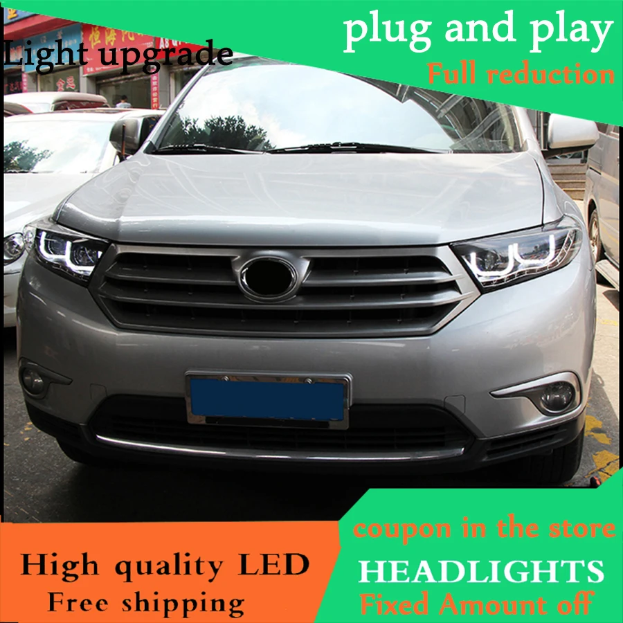 Автомобильный Стайлинг фар для фары Toyota Highlander 2012- светодиодная фара U Angel eyes DRL H7 hid Bi-Xenon объектив ближнего света