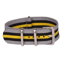 18mm nato grey cambo yellow stripe nylon military fabric woven watch watchband strap band buckle belt 18 mm for ladies women