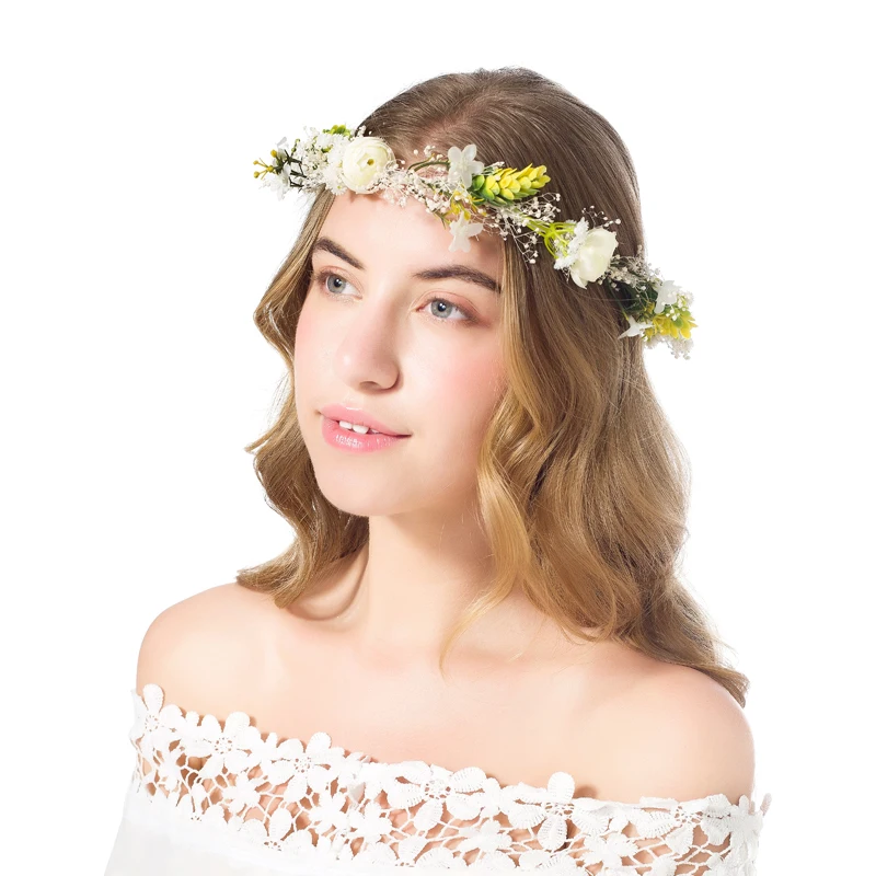 Сушеный цветочный венок Babysbreath свадебная повязка на голову украшение для волос
