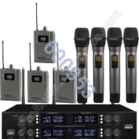 micwl wireless radio digital microphone 4 beltpack 4 lavalier and 4 handheld system for stage karaoke performance etc