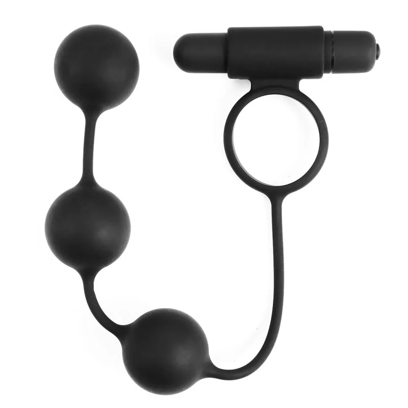 Male Masturbation Toy 3 Solid Pull Beads Anal Plug Lock Ring Vibrator Delayed Ejaculation 10 Frequency Vibration Massage Sex | Красота и