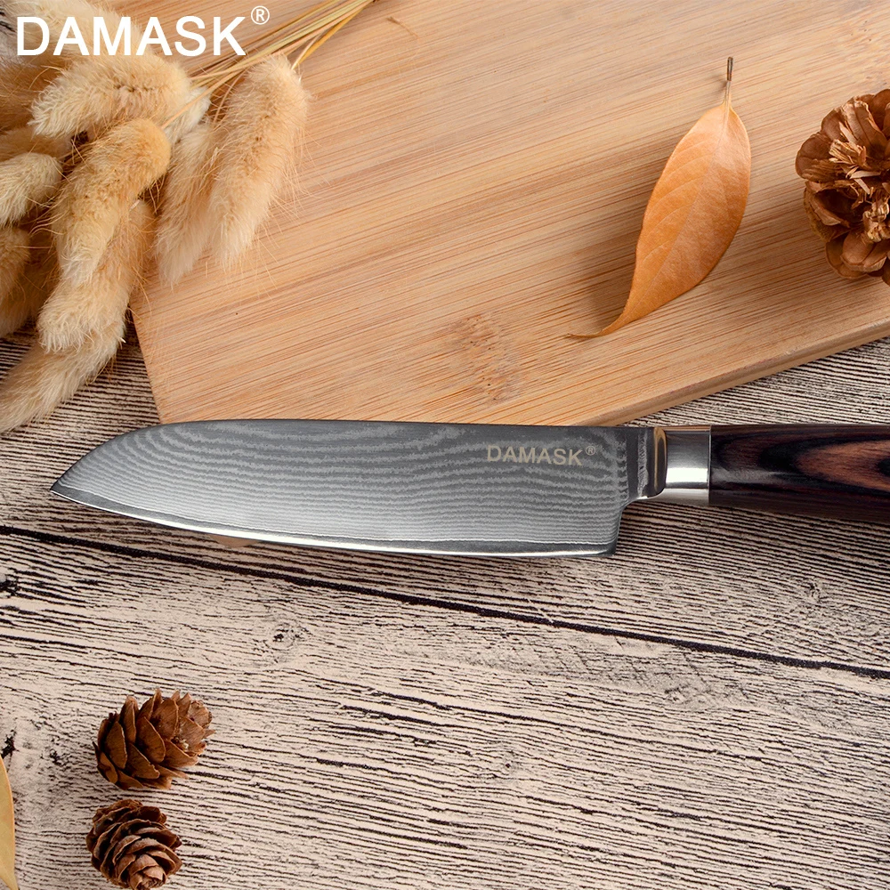 ZINZUO дамасский кухонный нож VG10 Balde шеф-повара 5 дюймов Santoku японский 67 слой стали Pakka