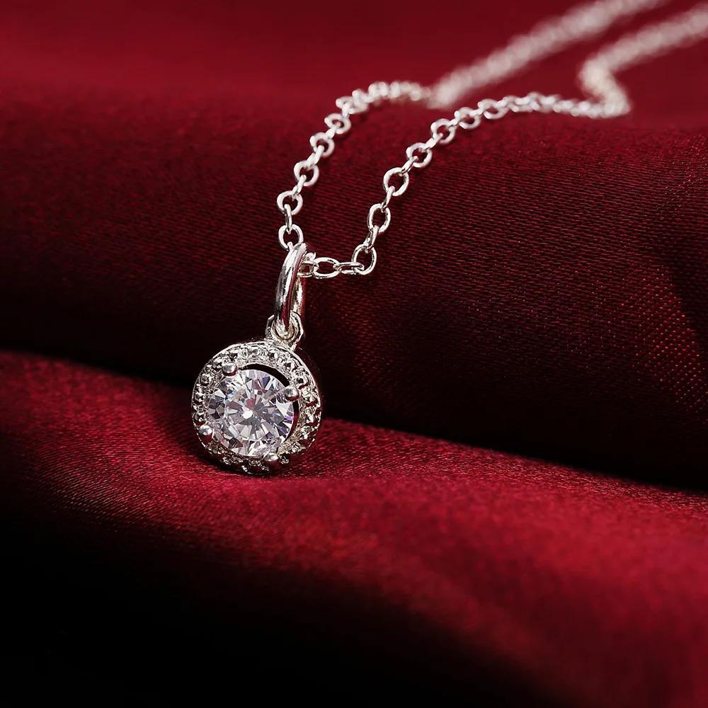 LN022 NEW silver color necklace jewelry women wedding fashion Cross CZ crystal Zircon stone pendant Christmas giftb | Украшения и