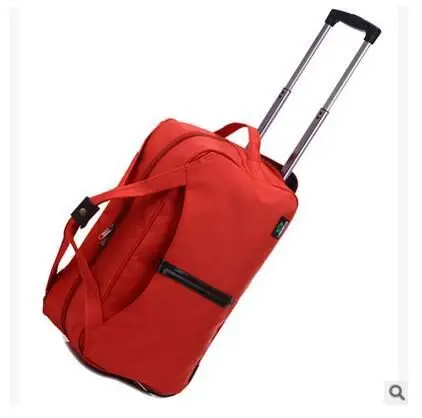 dark red 22 inch Brand Cabin Luggage Bag Rolling Suitcase Trolley Travel Bag On Wheels For Women Men Travel Duffle Oxford Wheeled Travel Bag - Color: dark red 22 inch