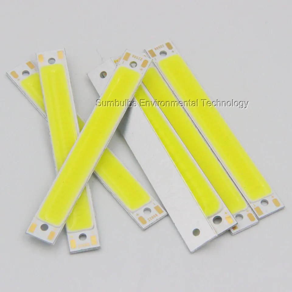 

Sumbulbs 60x8mm 1W 3W Red Blue Cold Warm White COB Strip LED light Source Bar Lamp DIY Car Work Bicycle LED COB Lights DC 3-4V