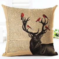 retro style elk cotton linen pillow cover deer cushion cover nordic style home decorative pillow case