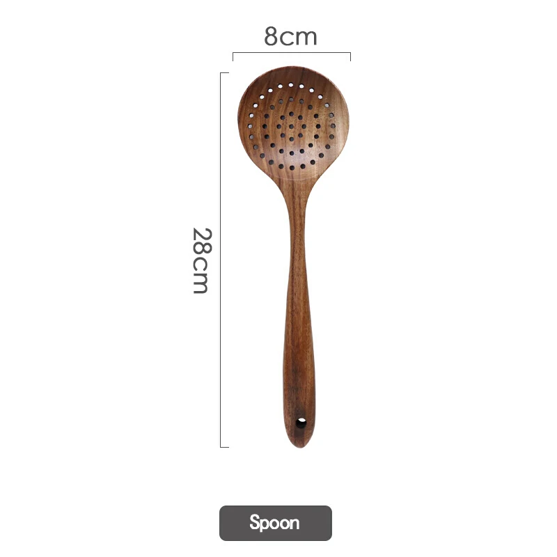 Teak leak spoon Натуральный Тиковый кухонный инструмент кухонная утварь деревянная кухонная утварь ремесленные столовые приборы рисовый фильтр ложка. Лопата для пиццы ложка - Цвет: Teak leak spoon