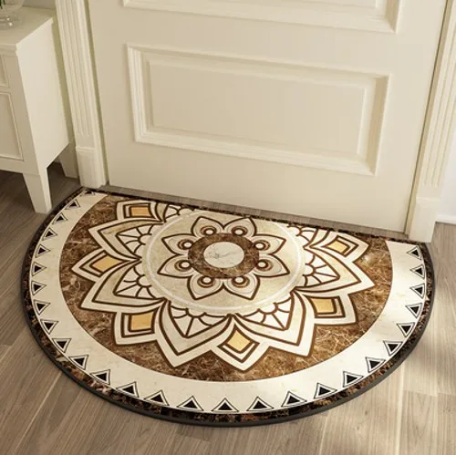 Multi-function short hair semicircle shaped floor mat, door mat,cute bathroom mat, Retro vintage decoration ground mat - Цвет: as picture